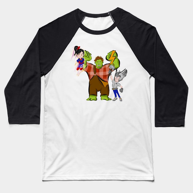 The Wreckers - Earth's Ultimate Superheroes! Baseball T-Shirt by DastardlyDesigns